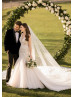 Beaded Ivory Lace Tulle Deep V Back Wedding Dress